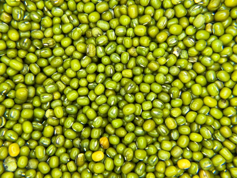 Whole green gram in close detail